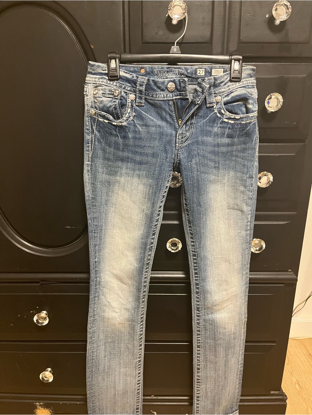 Miss Me Light Wash Skinny Jeans with Whiskering